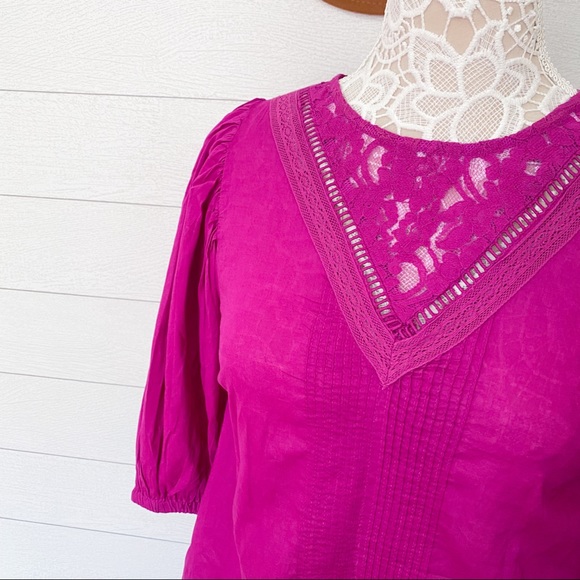 NWT Farm Rio Kelsie Peasant Blouse Purple Anthro - Picture 7 of 14